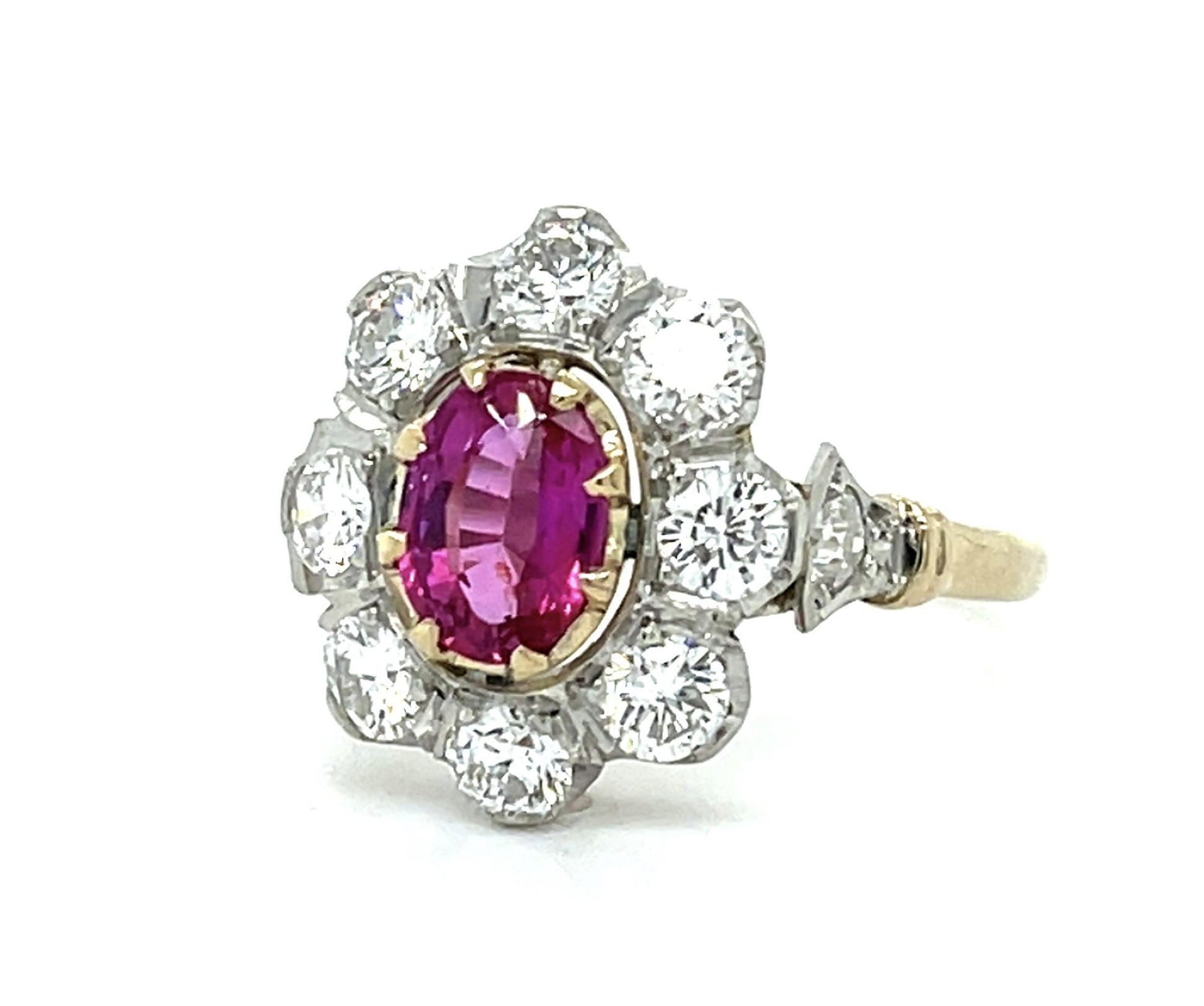 1.09ct Oval Ruby Platinum+18KY Ring