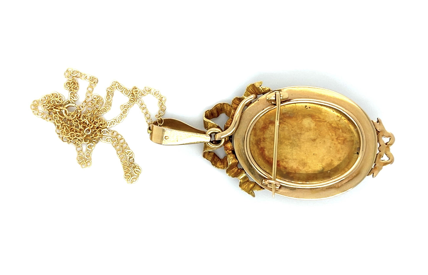 French Victorian 18KY Three Tone Pendant Brooch Flower Bouquet Pendant