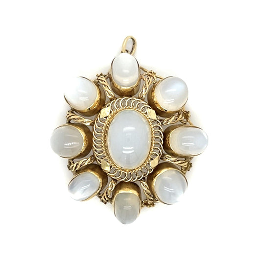 Original 36ct Moonstone 14KY Handmade Pendant (Vintage 1960s)