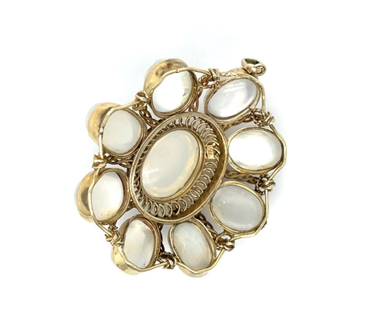 Original 36ct Moonstone 14KY Handmade Pendant (Vintage 1960s)
