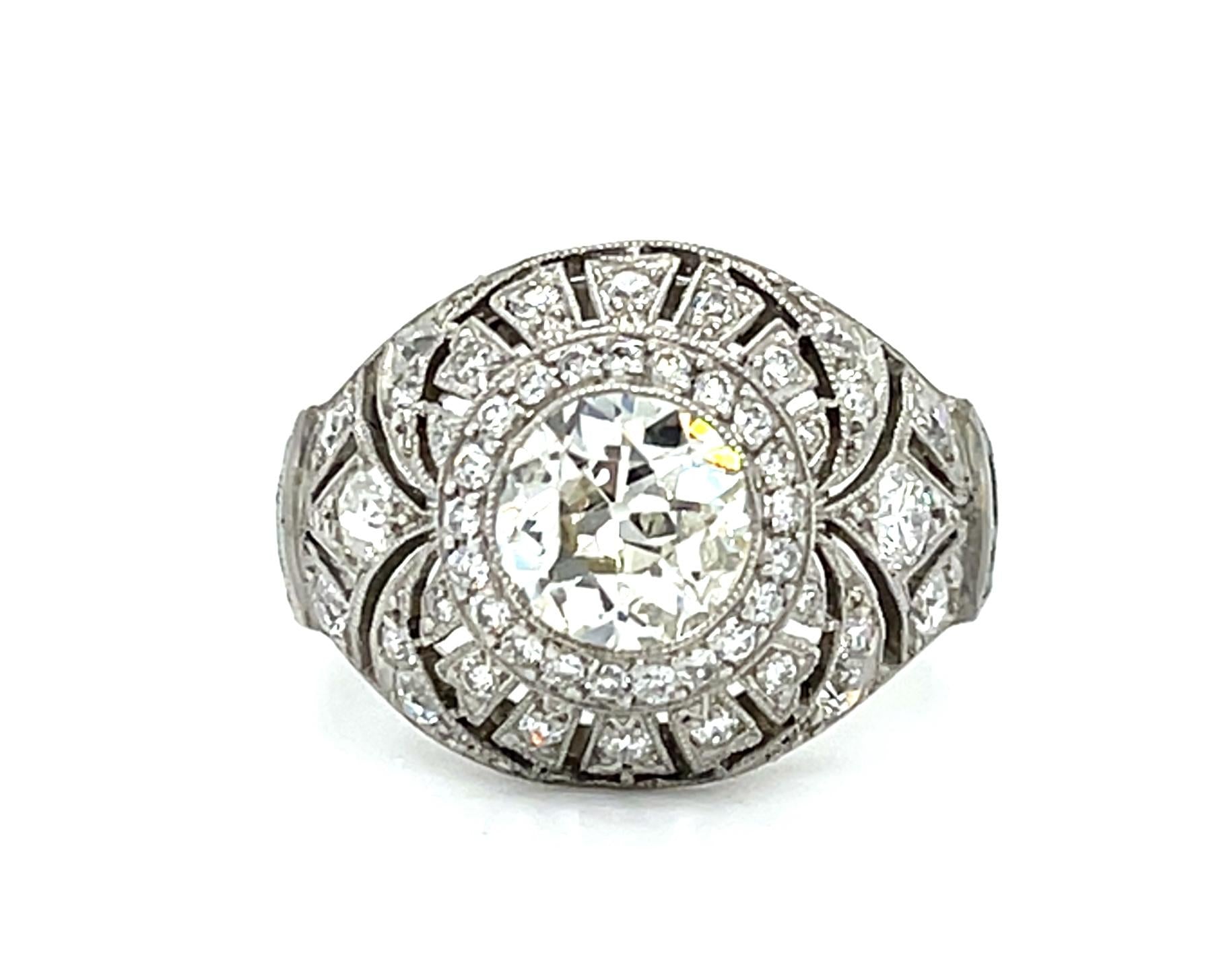 Original Art Deco 1.13ct Old European Diamond Platinum Ring (Vintage 1930s)