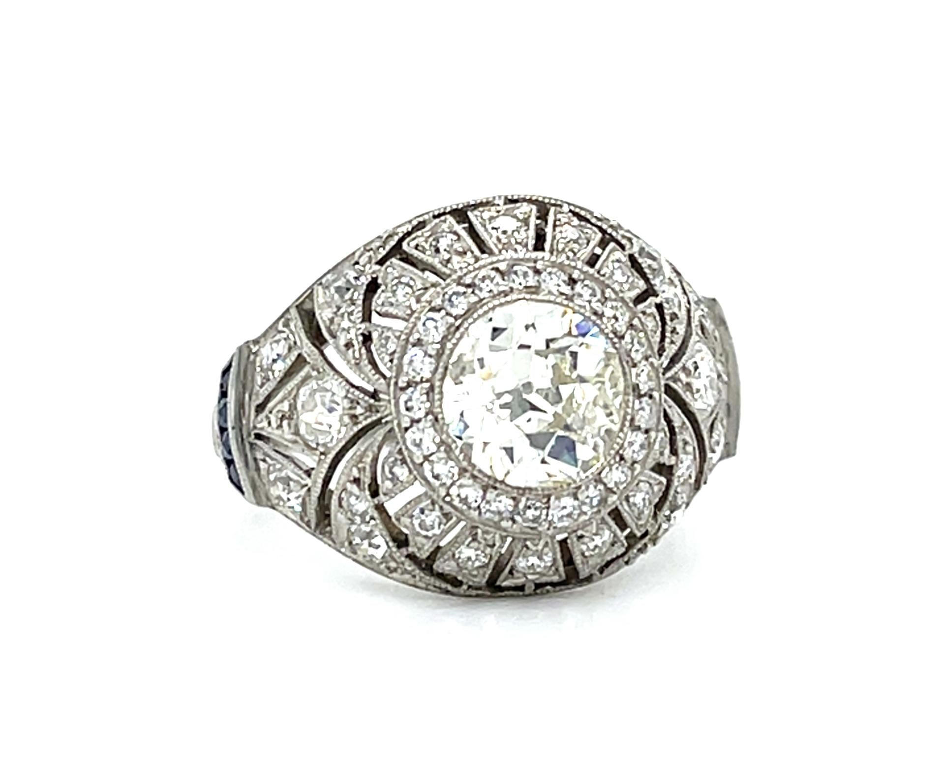 Original Art Deco 1.13ct Old European Diamond Platinum Ring (Vintage 1930s)
