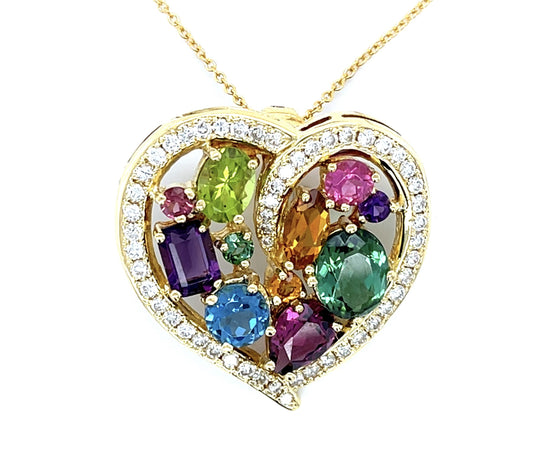 6.50ct Semi Prescious Gemstone 1.60ct Diamond 18KY Pendant