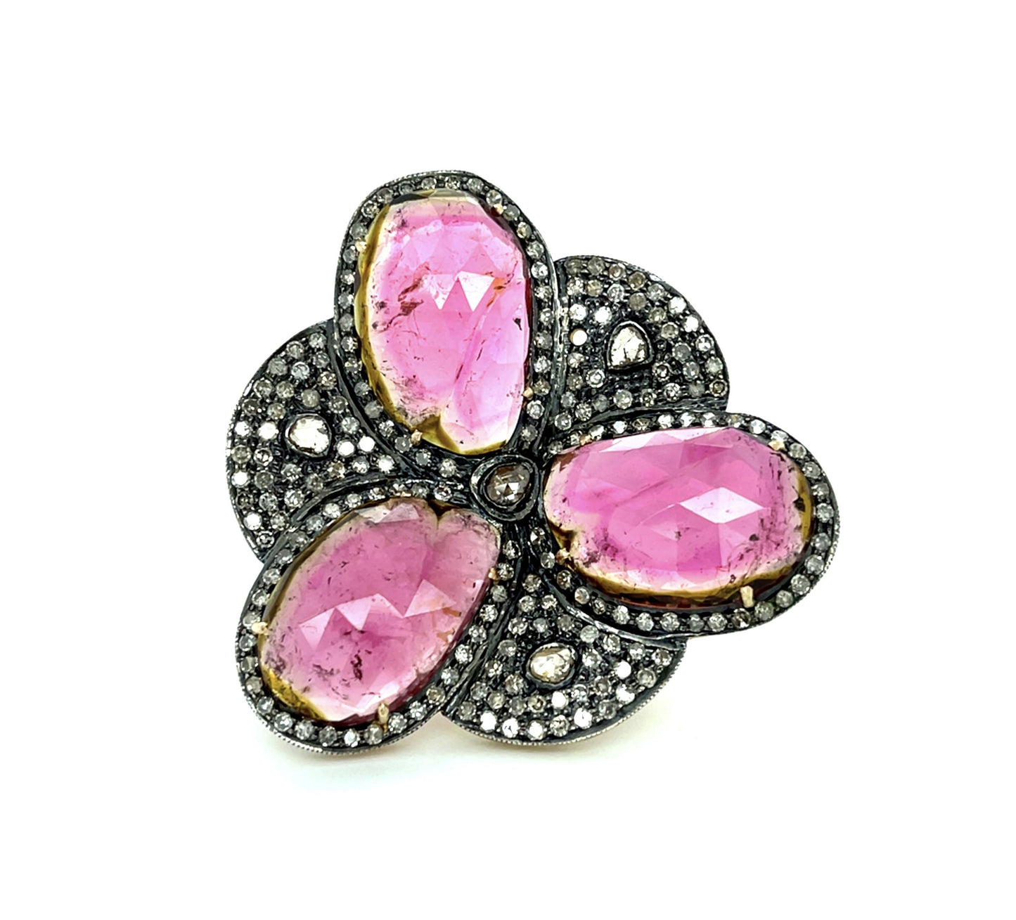 36ct Pink Tourmaline Silver Estate Ring