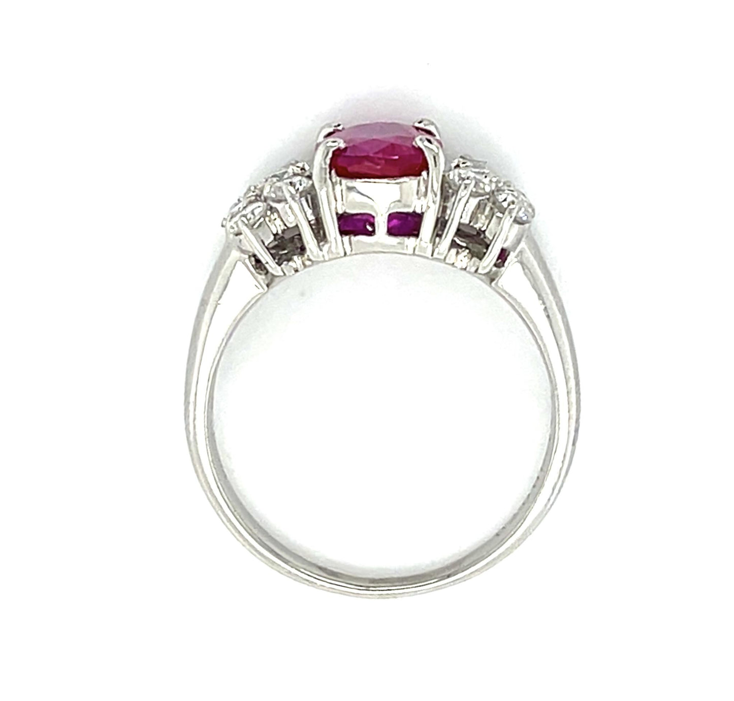 2.19ct Burma Minor Heat Residues Oval Purple-Red Ruby Platinum Ring