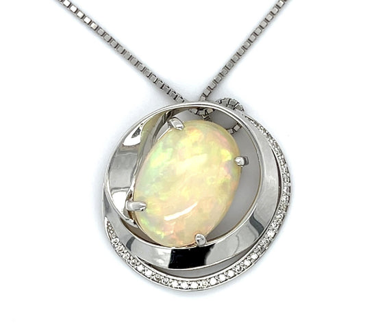 6.15ct Australian Opal Platinum Pendant