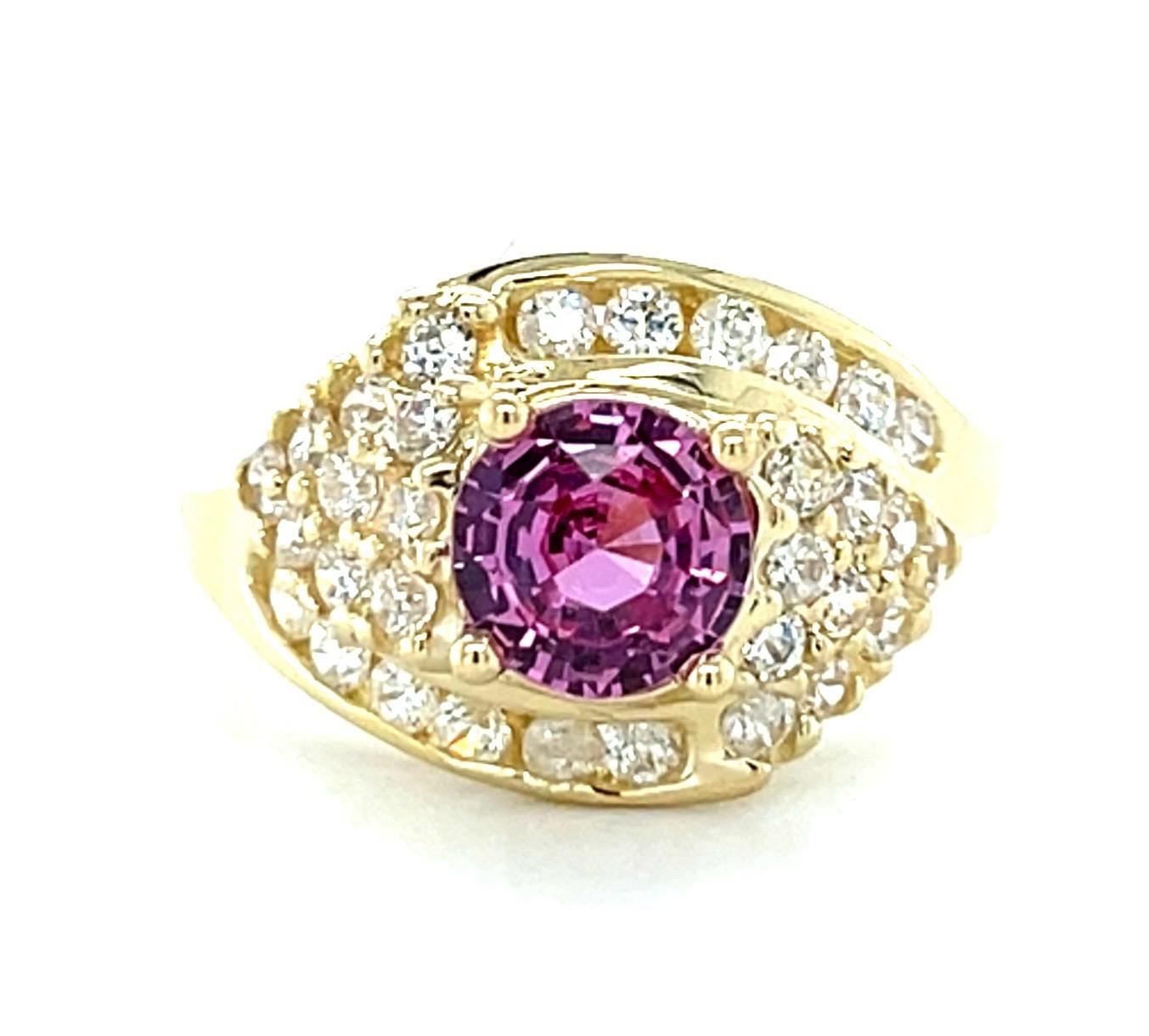 1.71ct Round Pink Sapphire 14KY Ring
