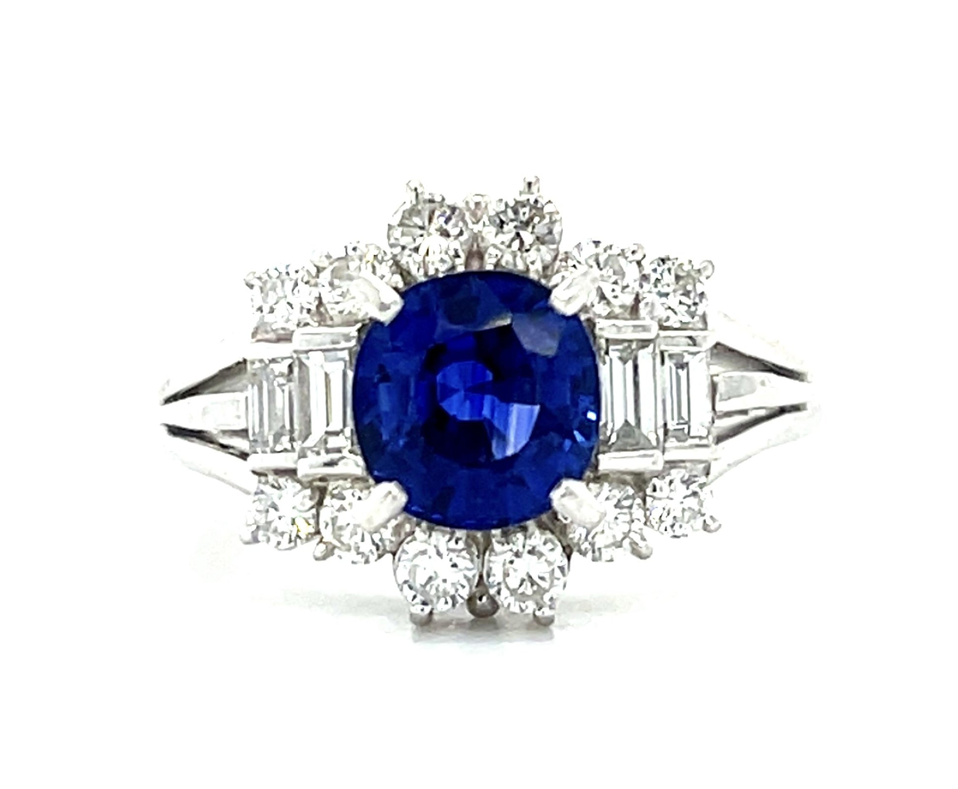 2.06ct Sapphire Platinum Ring .87ct Diamond