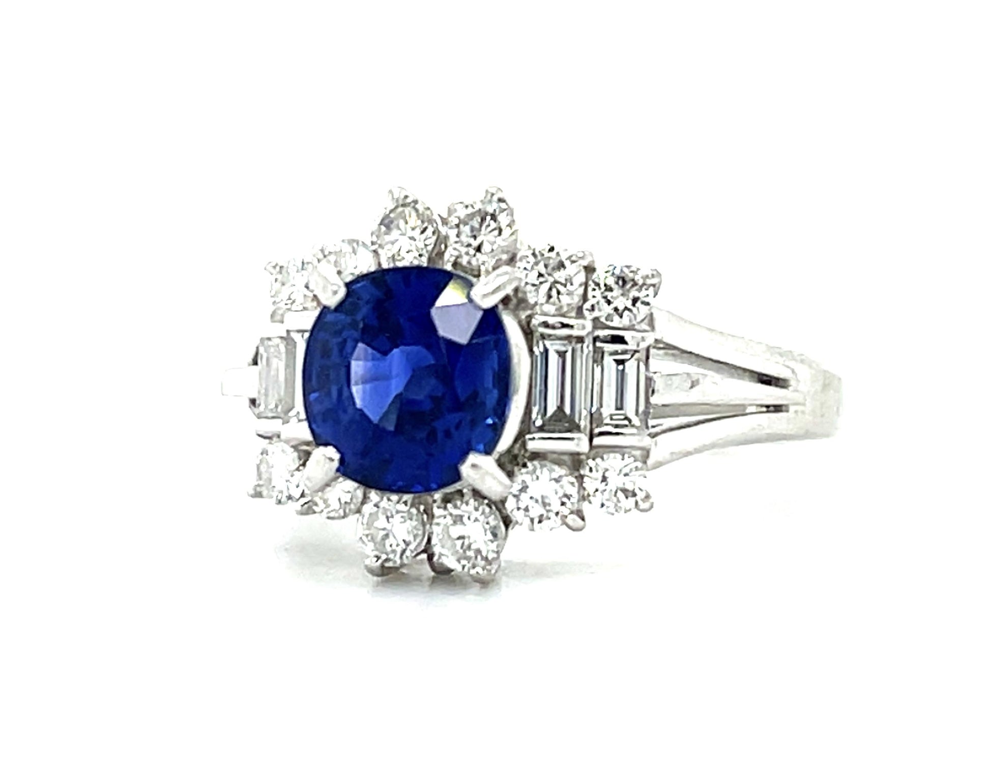 2.06ct Sapphire Platinum Ring .87ct Diamond