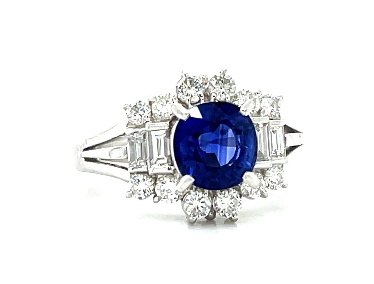 2.06ct Sapphire Platinum Ring .87ct Diamond