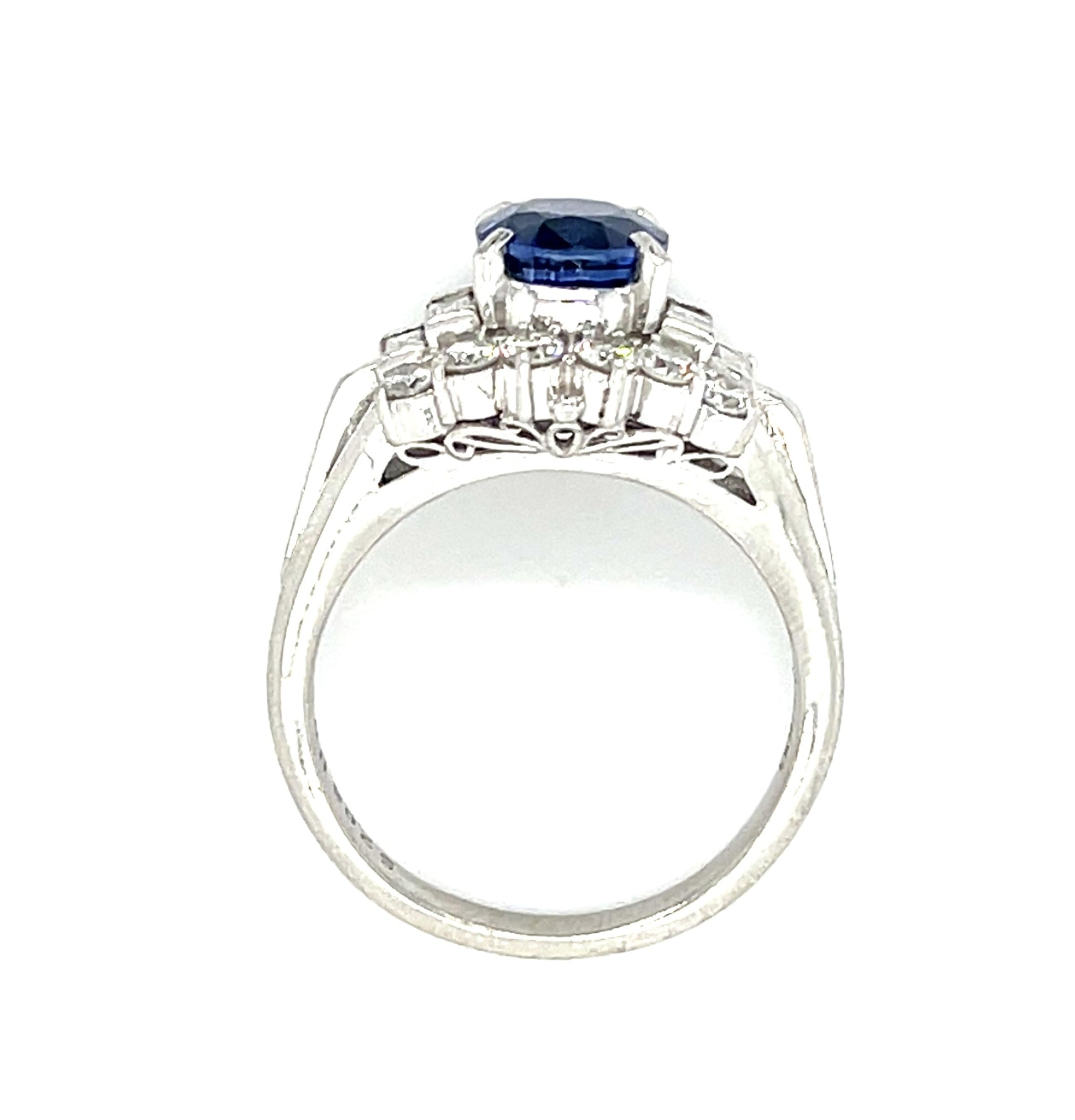 2.06ct Sapphire Platinum Ring .87ct Diamond