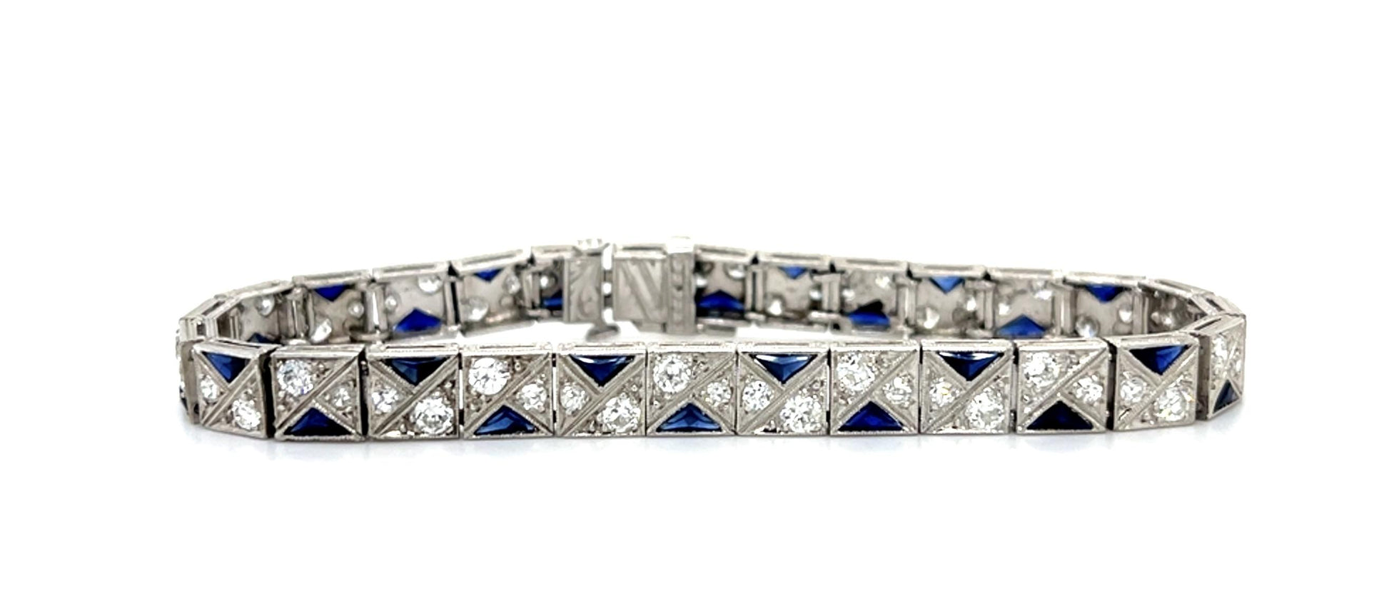 Art Deco 4.75ct Euro Diamonds Platinum Link Bracelet (Antique 1920s)