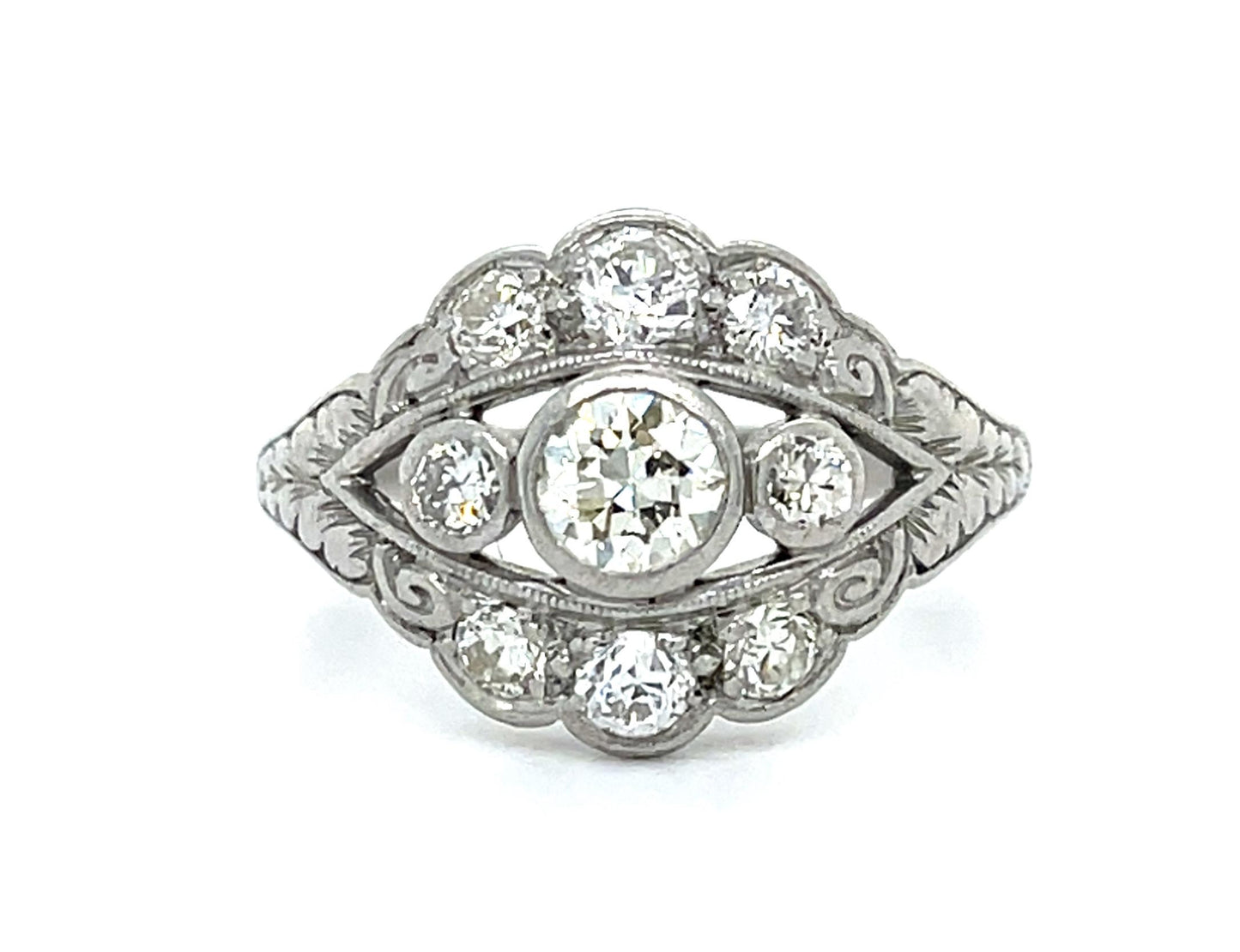 Original Art Deco .30ct Old Euro Dia Platinum Ring (Vintage 1930s) .90ct SD 6.37