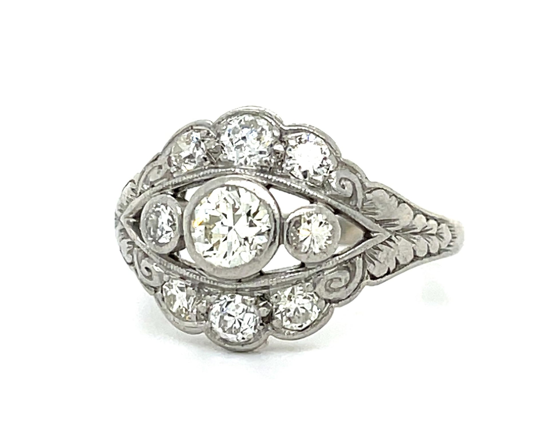 Original Art Deco .30ct Old Euro Dia Platinum Ring (Vintage 1930s) .90ct SD 6.37