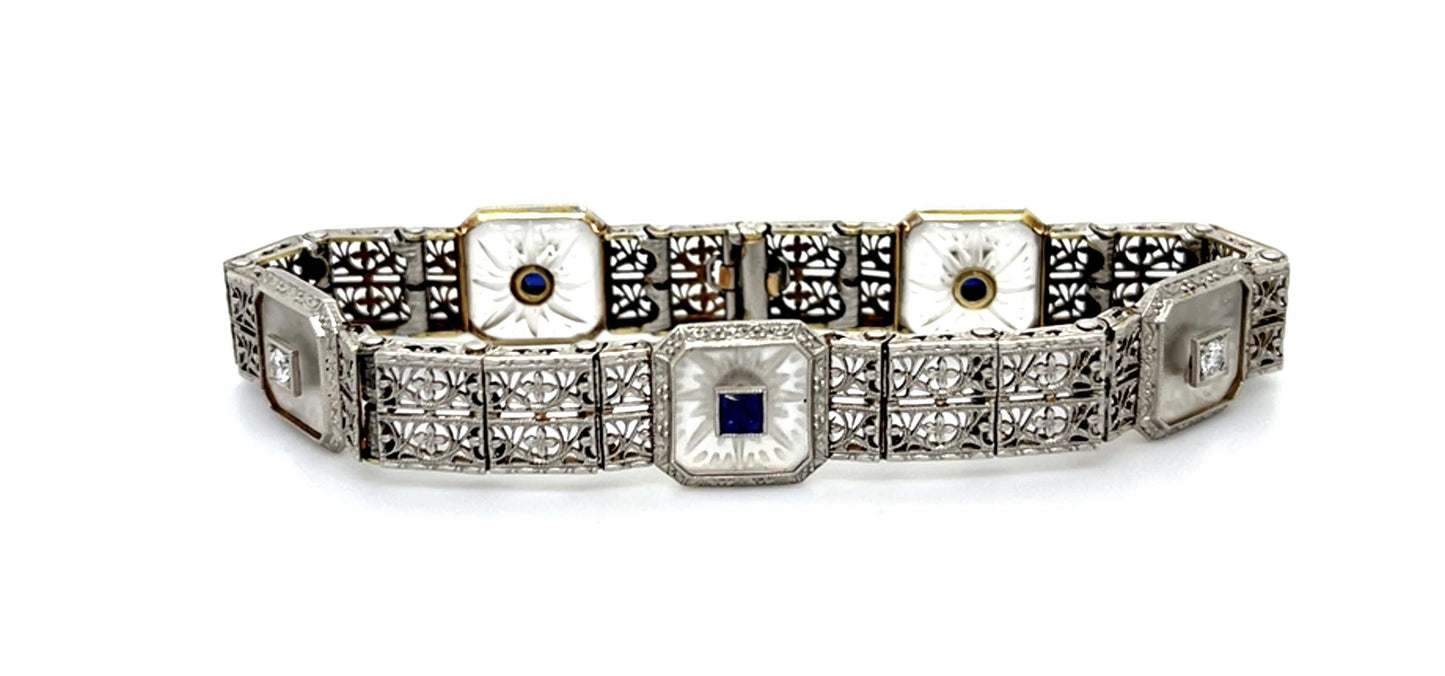 Original Edwardian .20ct Diamond 14KY+Platinum Bracelet (Antique 1900s)