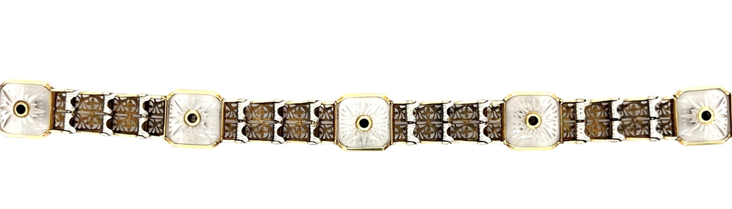Original Edwardian .20ct Diamond 14KY+Platinum Bracelet (Antique 1900s)