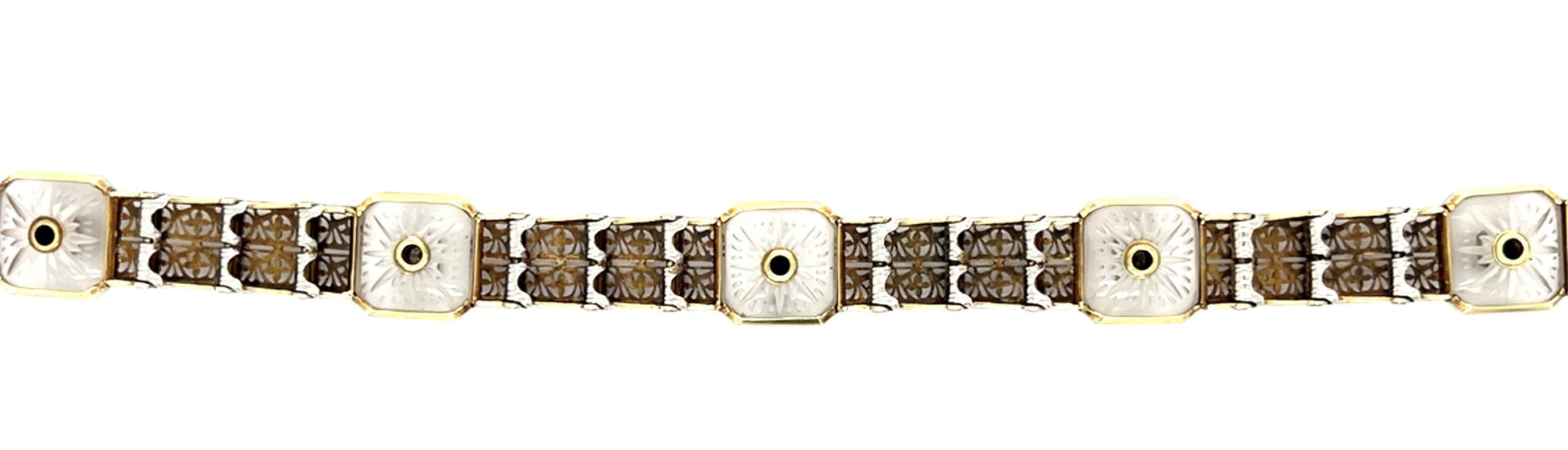 Original Edwardian .20ct Diamond 14KY+Platinum Bracelet (Antique 1900s)