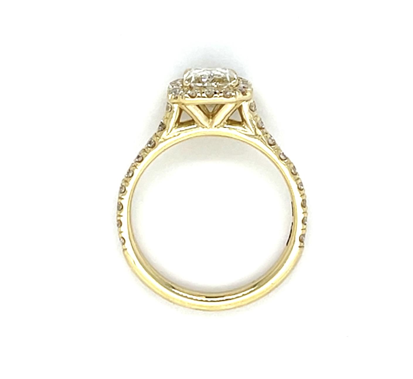 1.29ct K SI1 Elongated Cushion Cut 14KY Ring