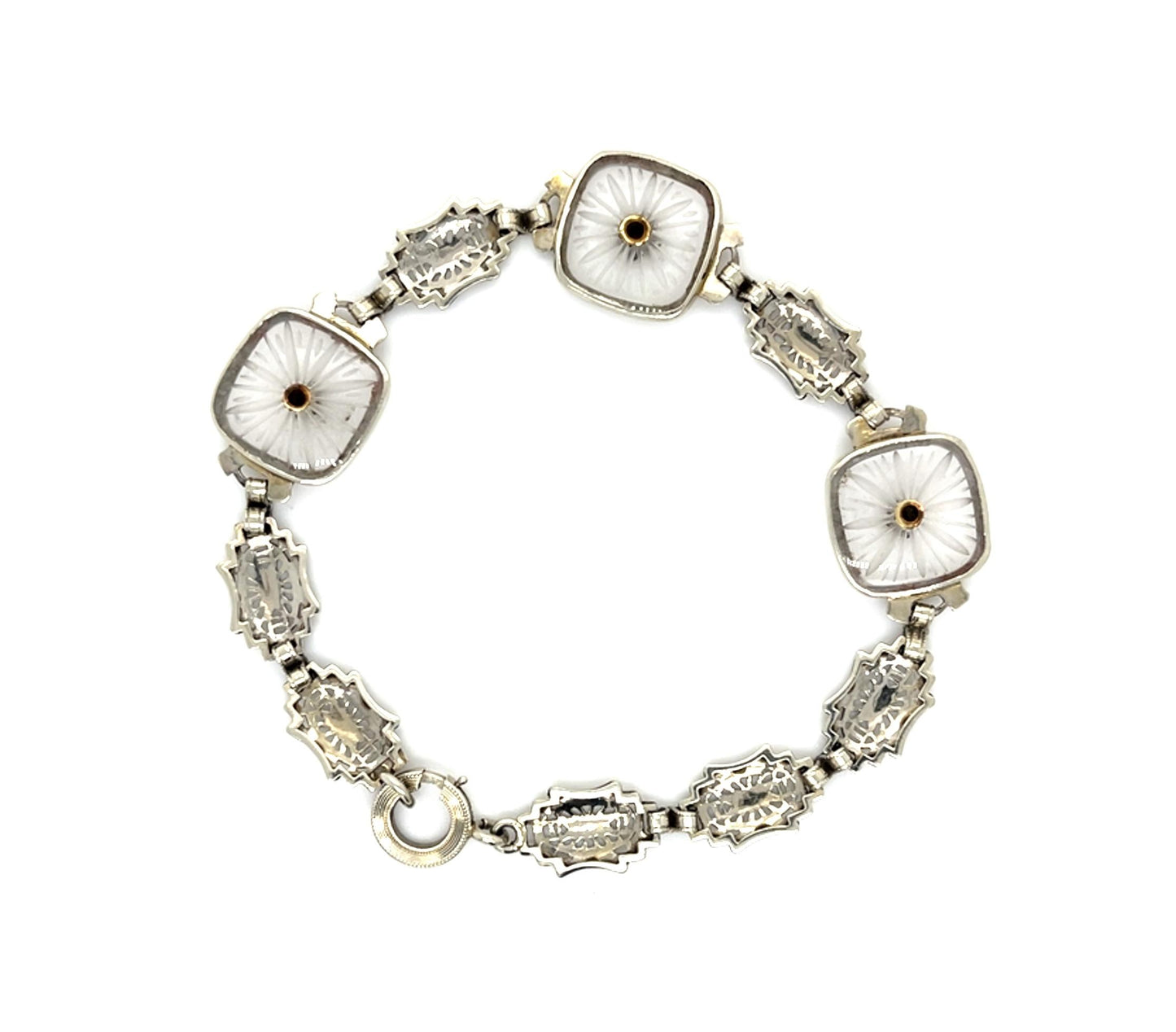 Original Art Deco Camphor Glass 14KW Bracelet