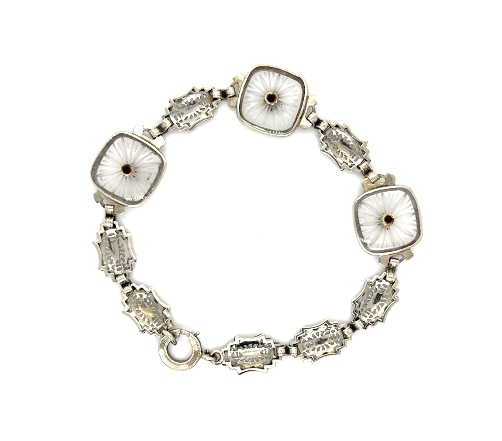 Original Art Deco Camphor Glass 14KW Bracelet