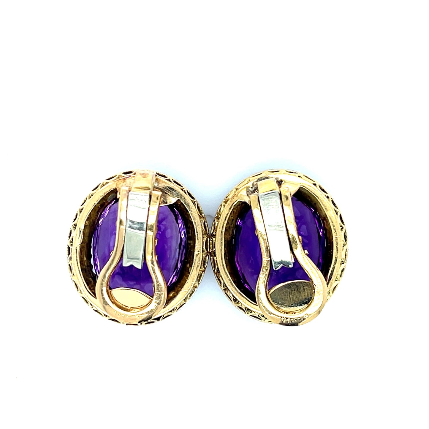 23ct Original Victorian Amethyst 2.50ct Diamond 18KY Clip Earrings