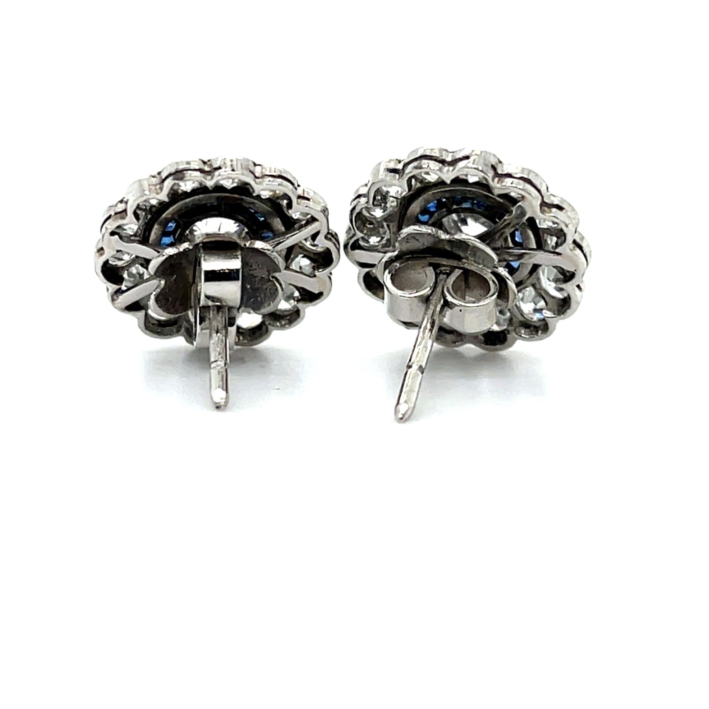 .42ct Diamond .94ct Sapphire Platinum Handmade Earrings
