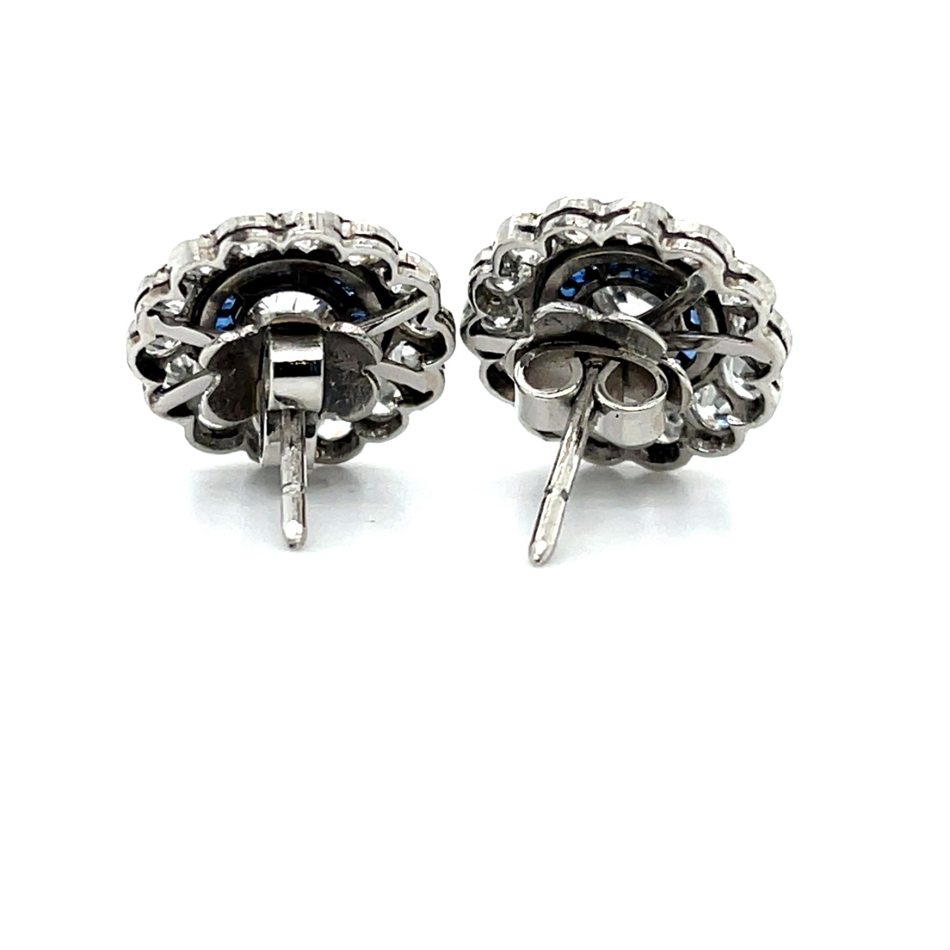 .42ct Diamond .94ct Sapphire Platinum Handmade Earrings