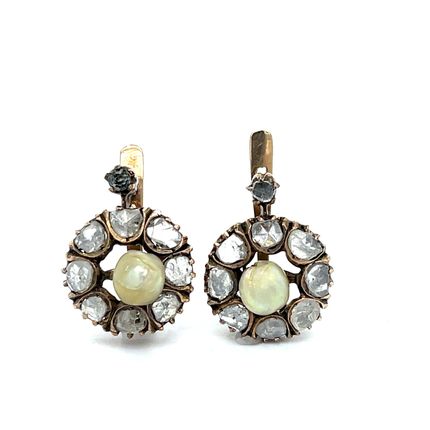 2.25ct Diamond 14K Victorian Pearl Earrings