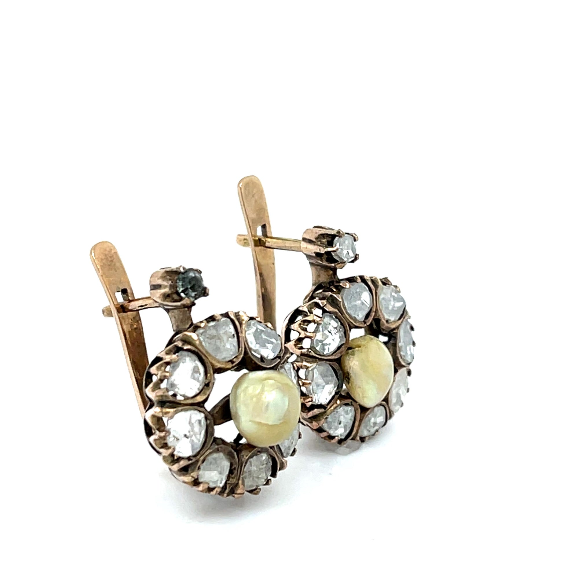 2.25ct Diamond 14K Victorian Pearl Earrings