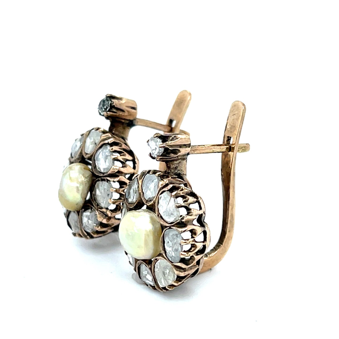 2.25ct Diamond 14K Victorian Pearl Earrings