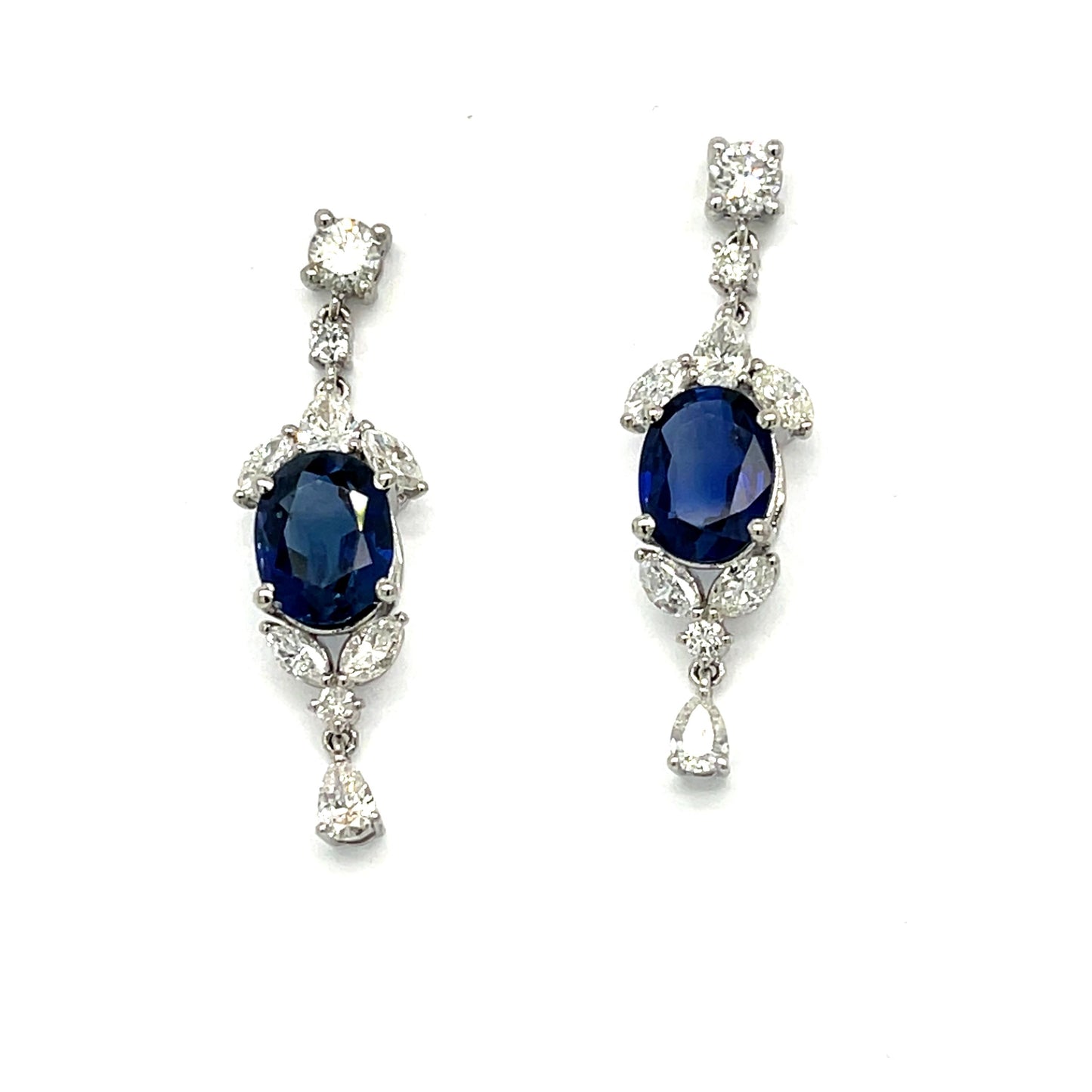 2.80ct Sapphire 1.24ct Diamond Platinum Earrings