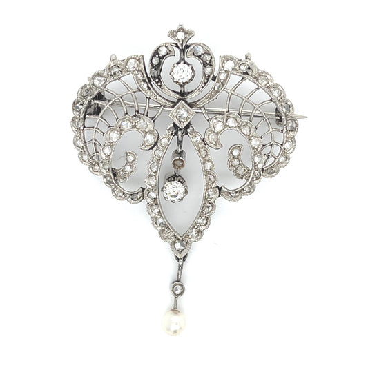 Edwardian Belle Époque 2.50ct Diamond Pendant/ Brooch