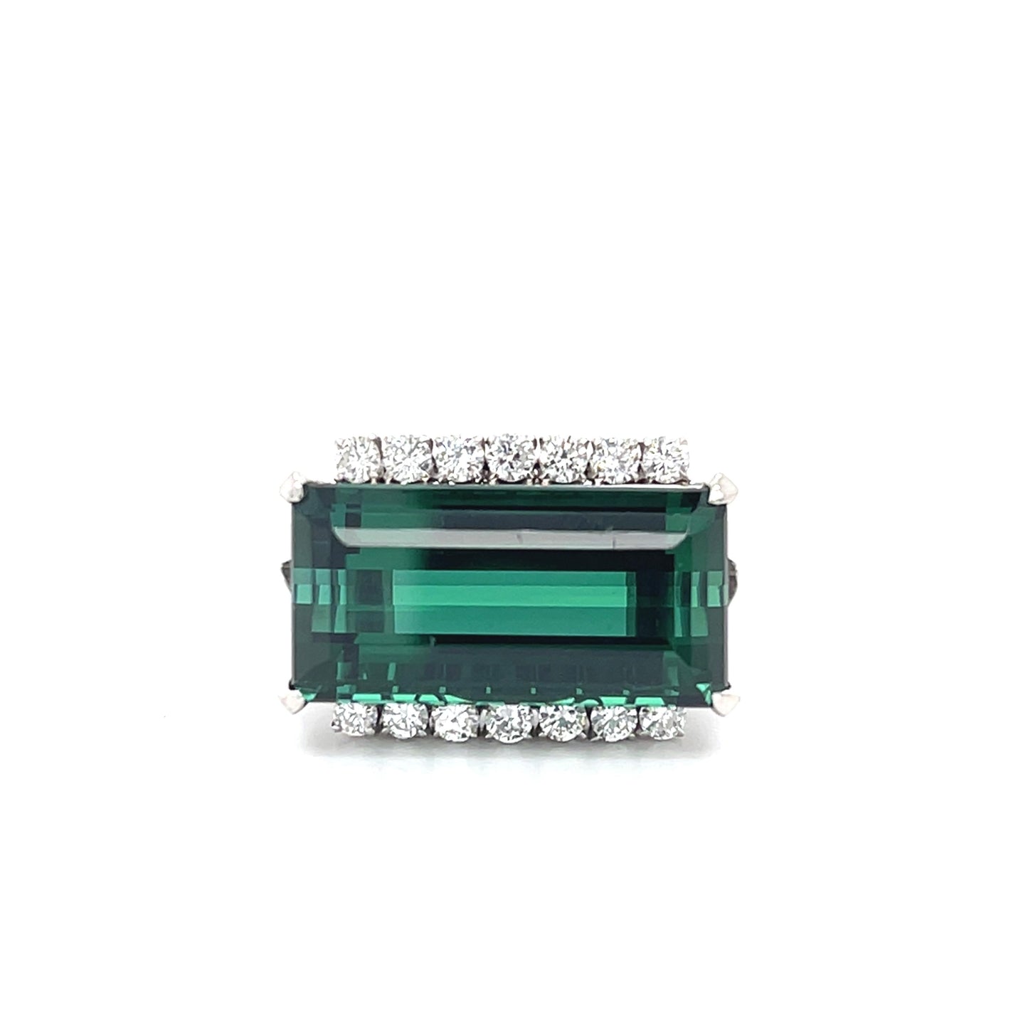 9.30ct Green Tourmaline .36ct Diamond Platinum Ring
