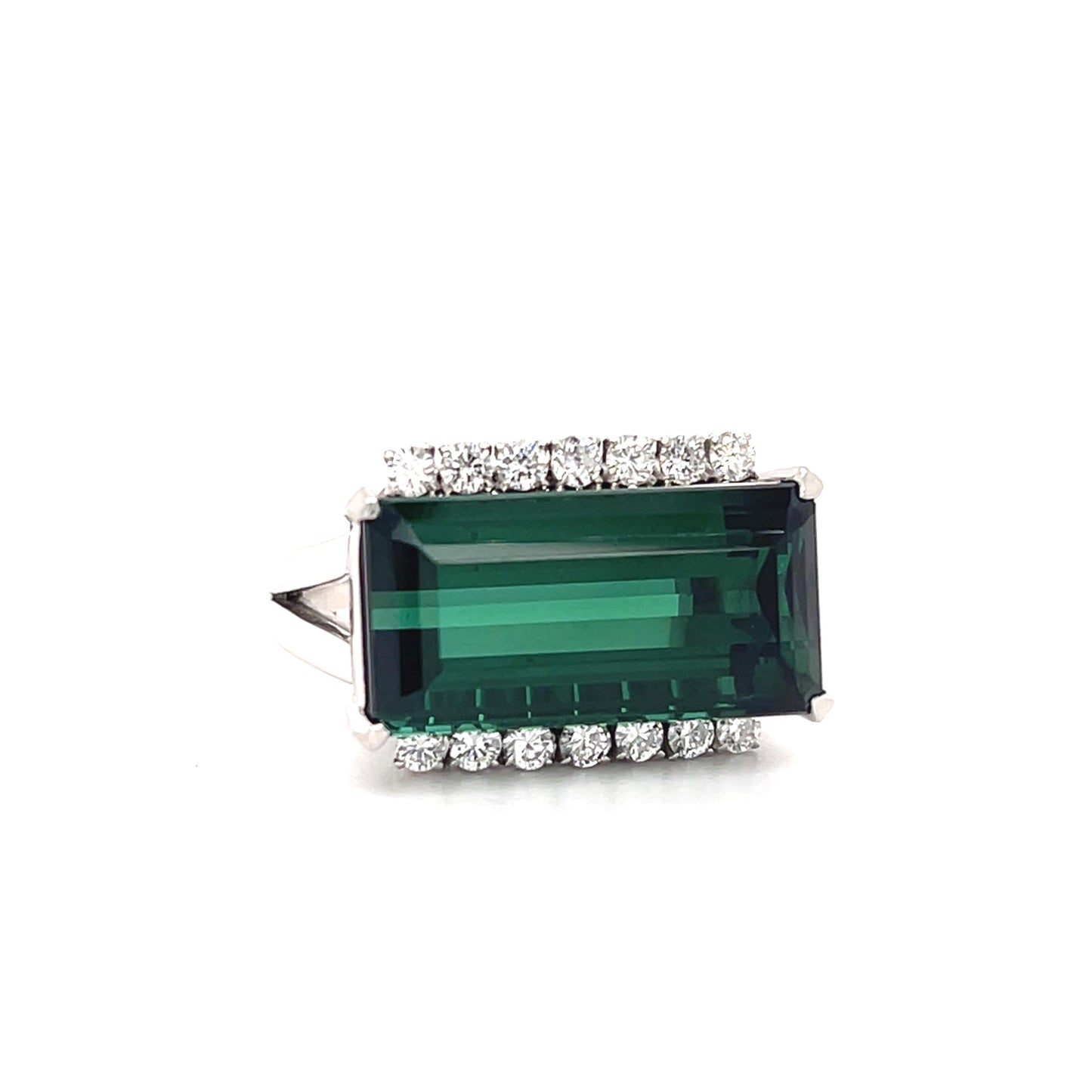 9.30ct Green Tourmaline .36ct Diamond Platinum Ring