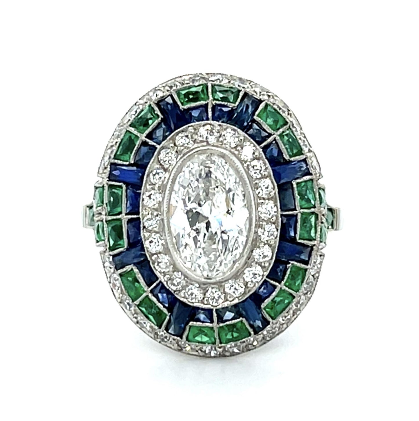 1.07ct (F-G VS) Antique Oval Diamond PT Handmade Ring