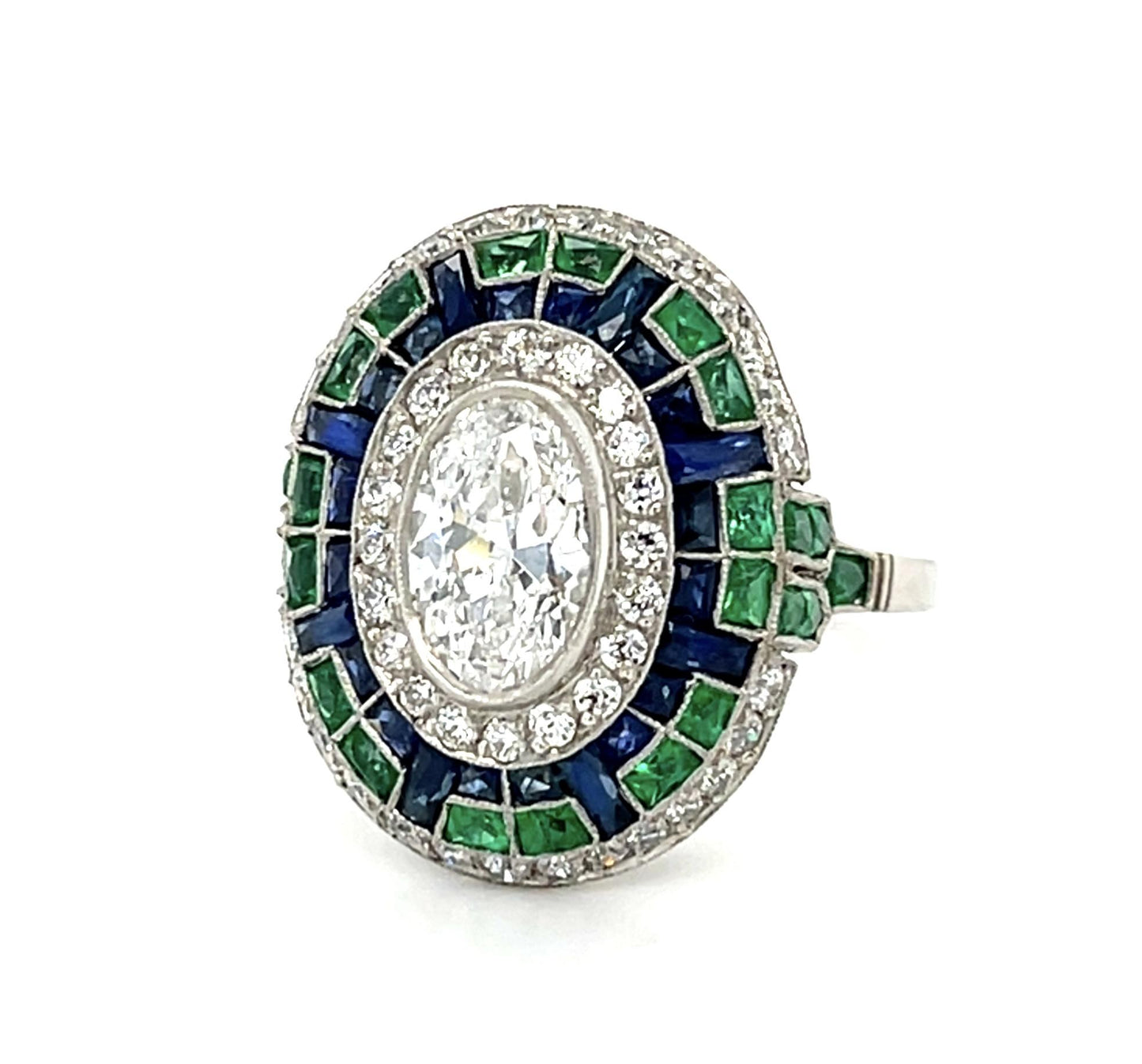 1.07ct (F-G VS) Antique Oval Diamond PT Handmade Ring