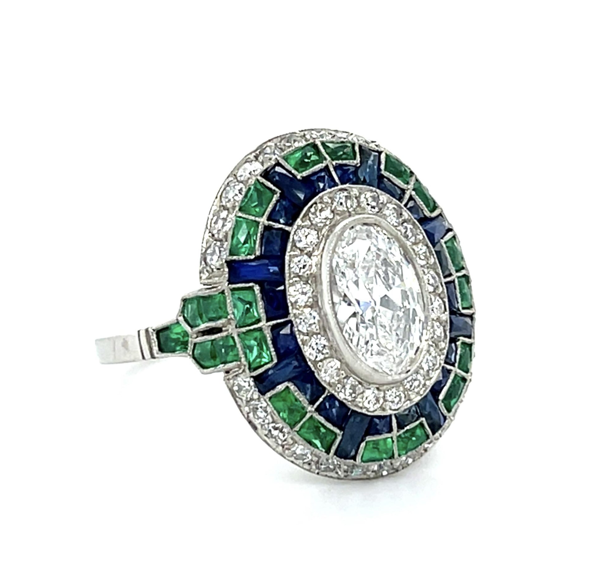 1.07ct (F-G VS) Antique Oval Diamond PT Handmade Ring