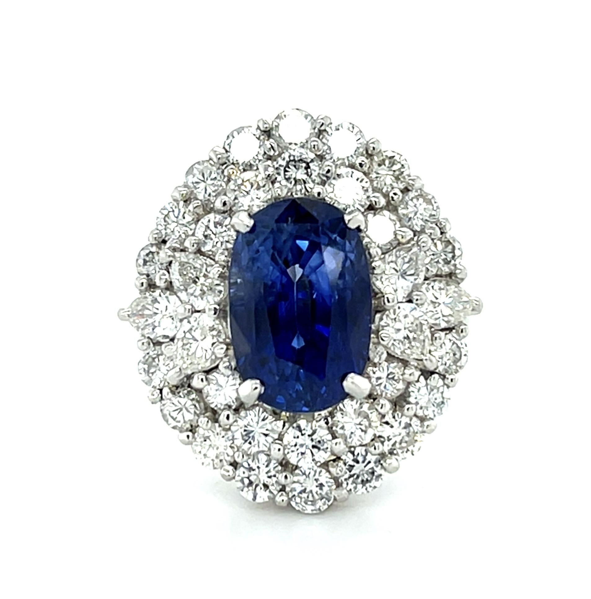 4.42ct Oval Heated Madagascar Sapphire Platinum Ring