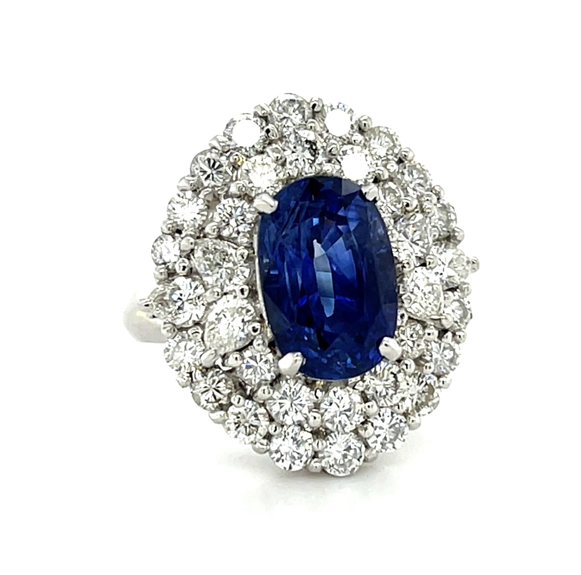 4.42ct Oval Heated Madagascar Sapphire Platinum Ring