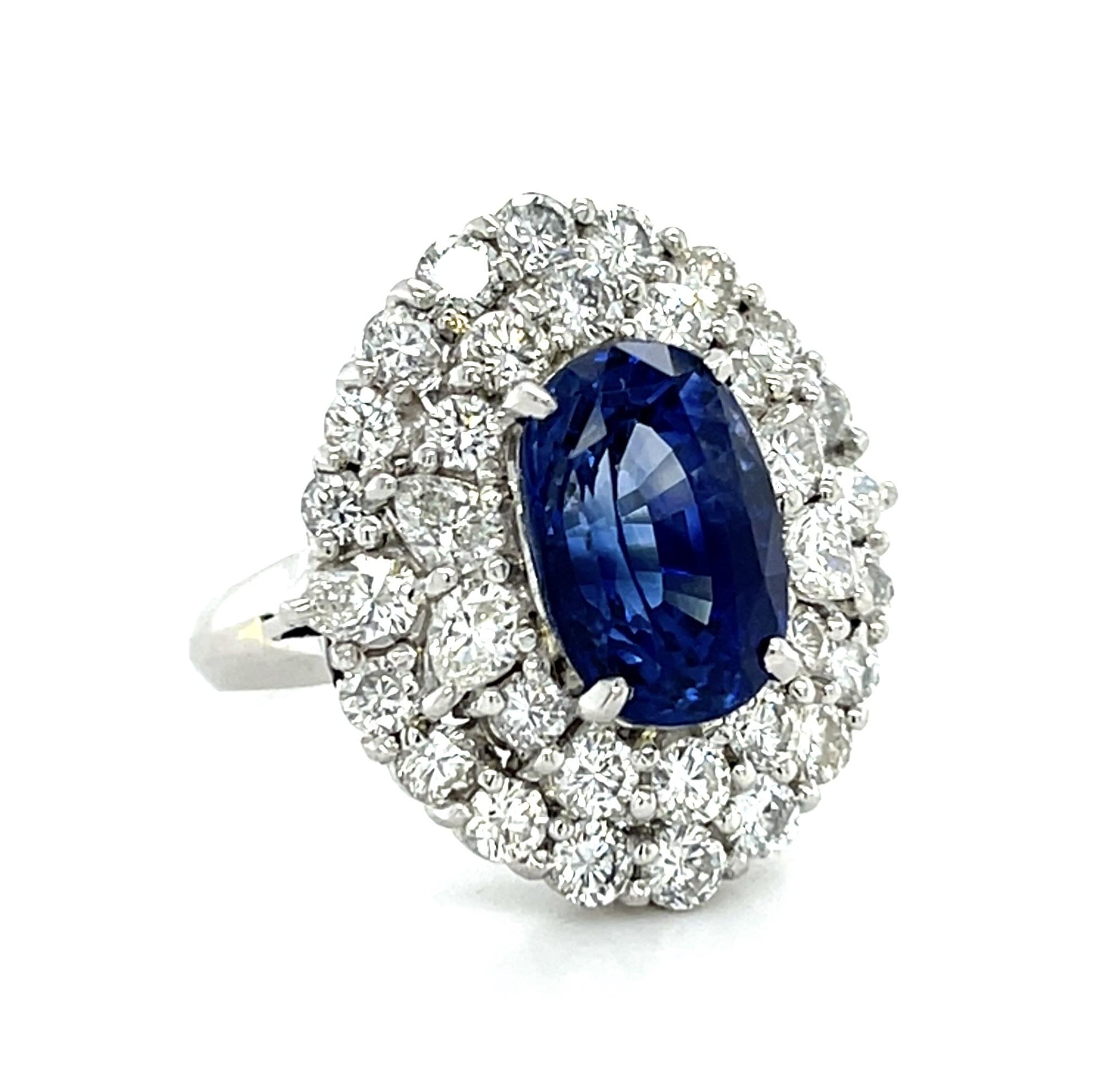 4.42ct Oval Heated Madagascar Sapphire Platinum Ring
