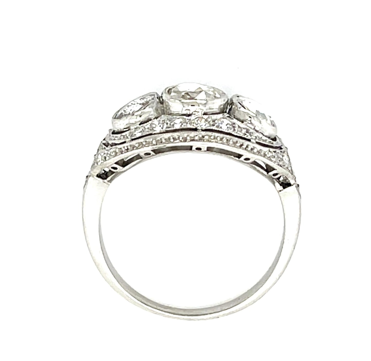 .75ct (Three Rose-cut Diamond) Platinum Three Stone Ring