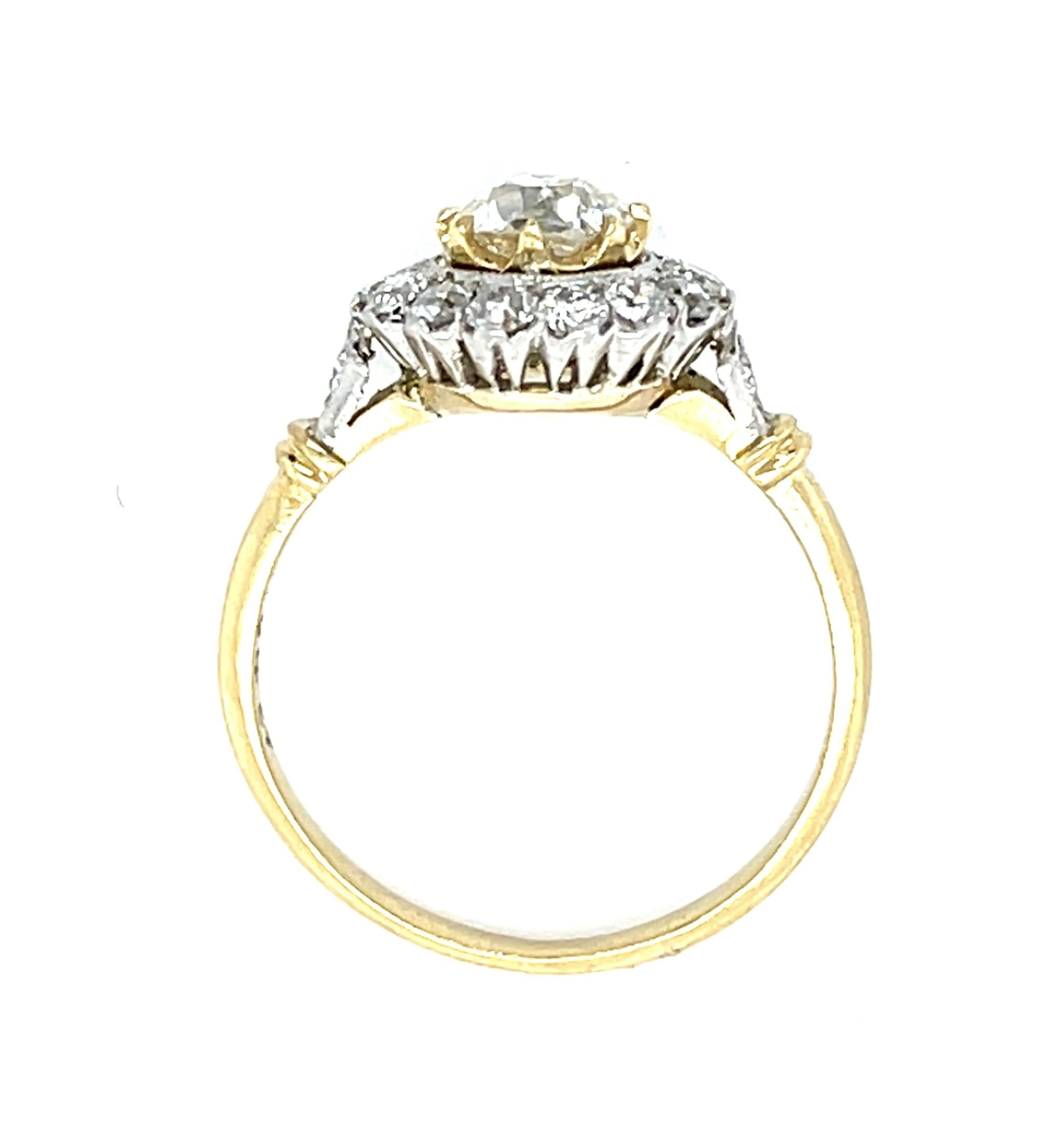Edwardian .84ct (VS) Old Mine Diamond 18KY+PT Ring (Antique 1900s)