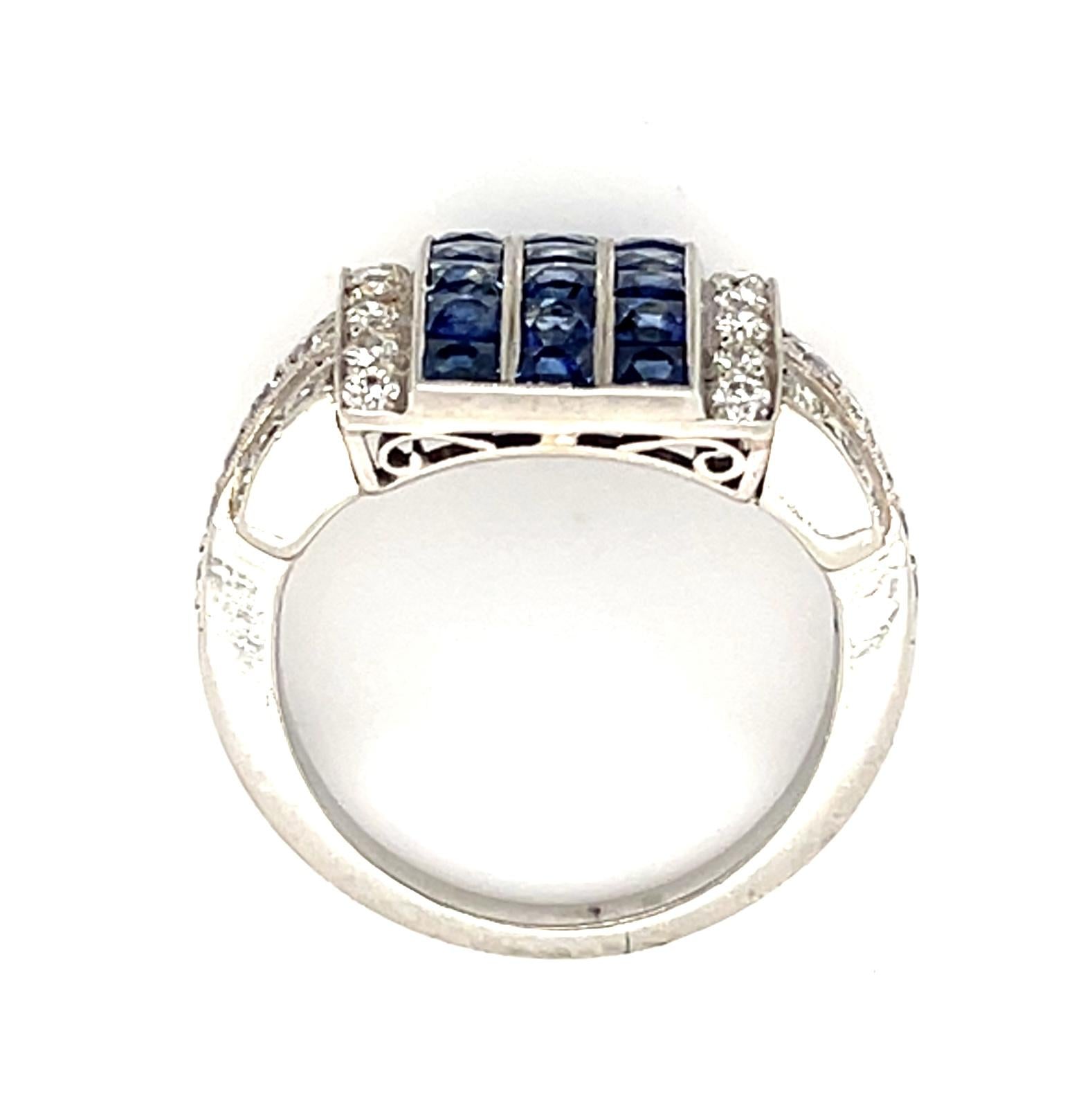 2.79ct French-cut Sapphire Platinum Handmade Ring