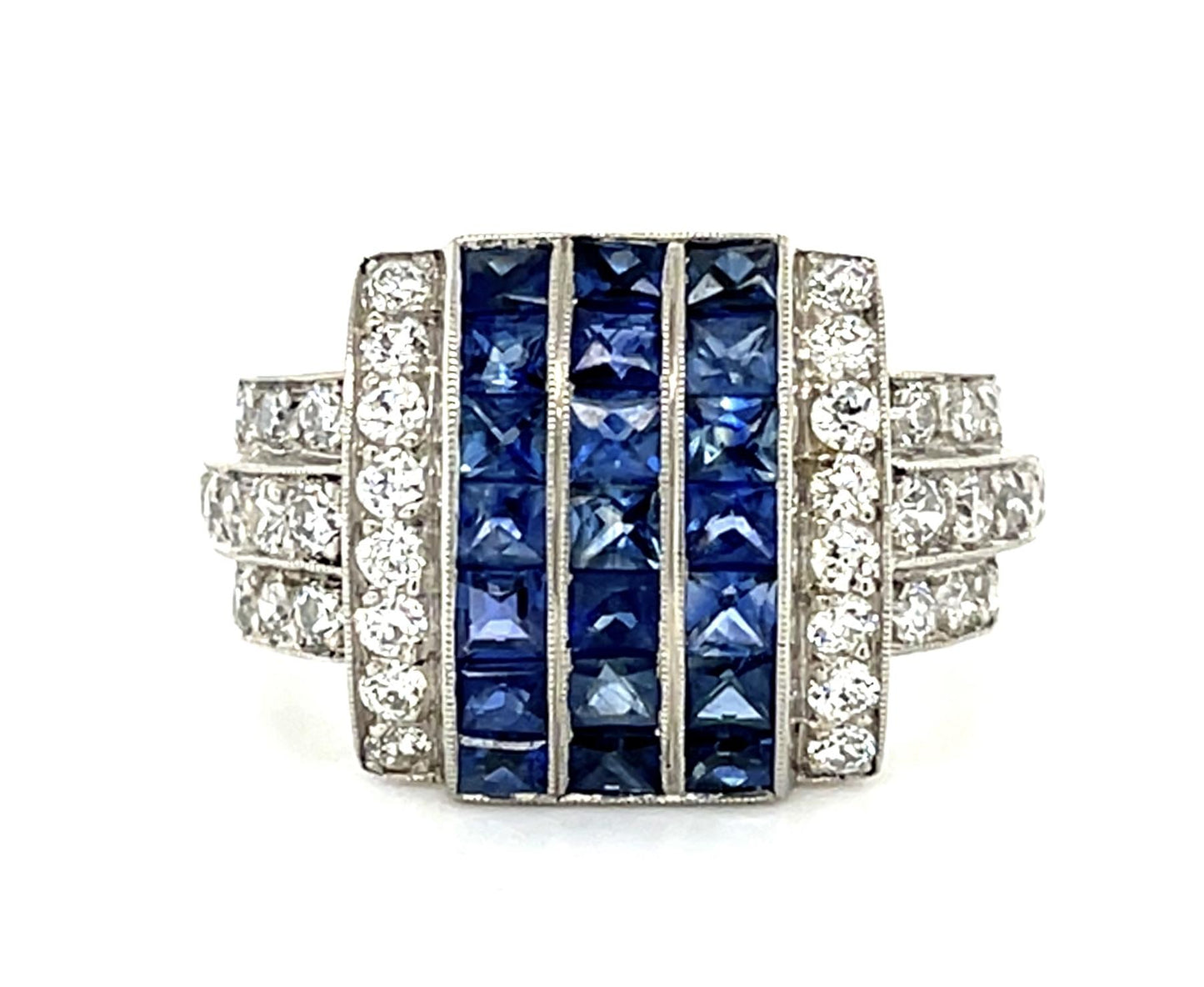 2.79ct French-cut Sapphire Platinum Handmade Ring