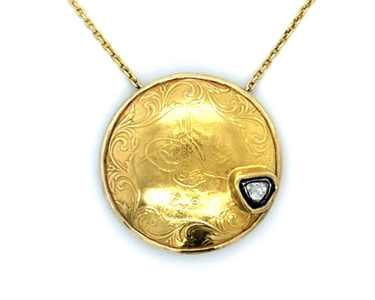 1.20ct Rose+Round Diamond 22KY + Silver Pendant 17.63g
