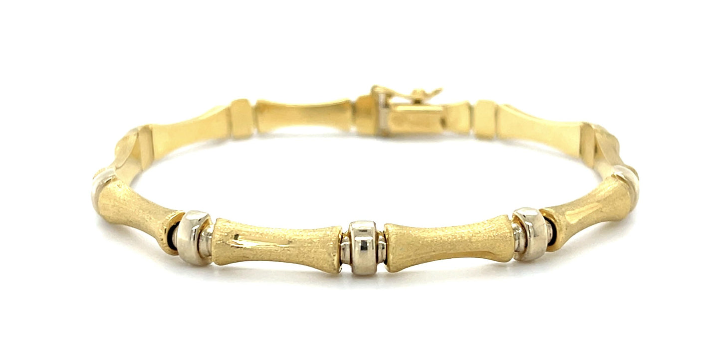 14KY Bangle Bracelet Bamboo Style 8.55g 7"