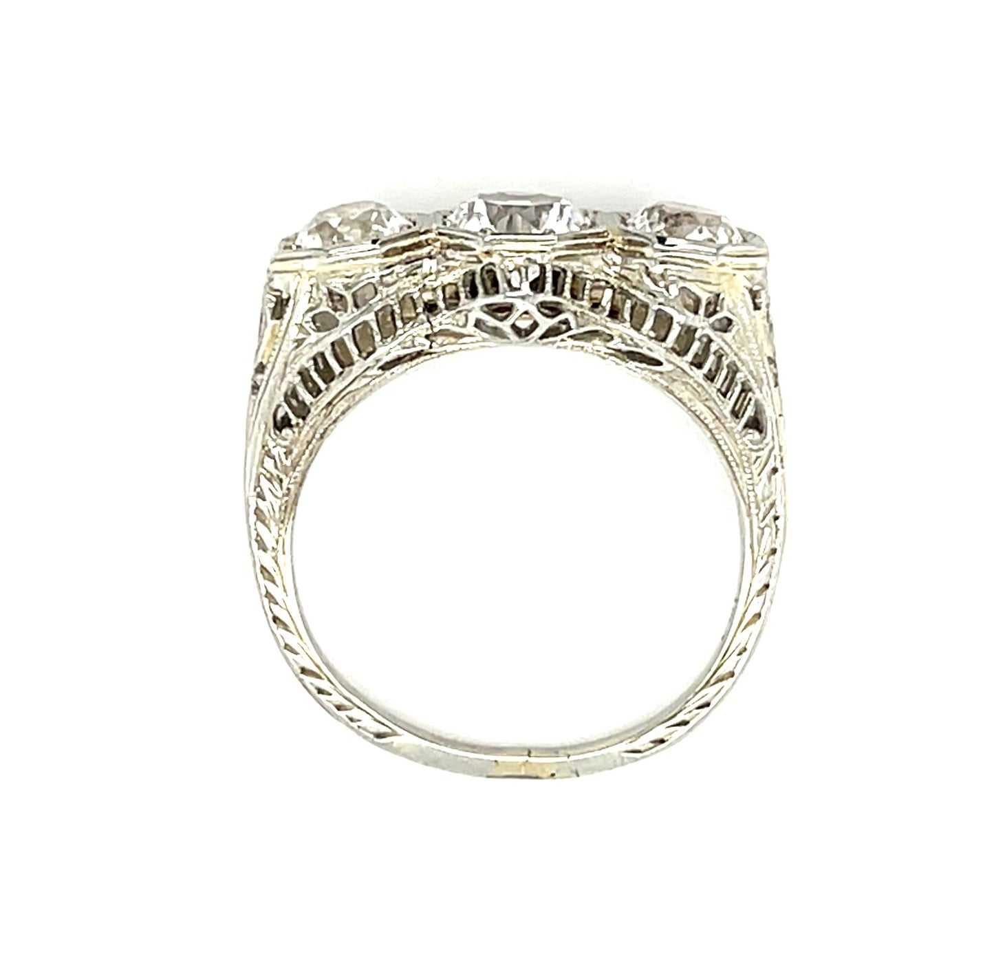 Original Art Deco White Sapphire 18KW Ring  (Vintage 1930s) 3.75g