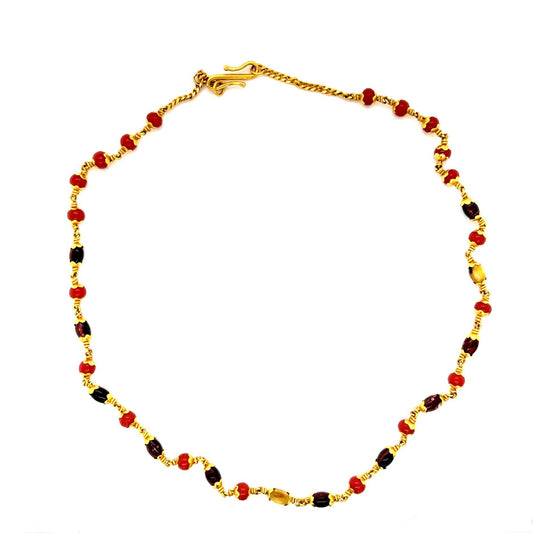 22KY Coral+Jasper 22KY Necklace 12.80g 16"