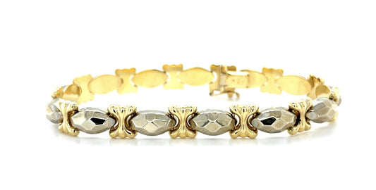 Italian 14K Two Tone Bracelet 11g 7.50"
