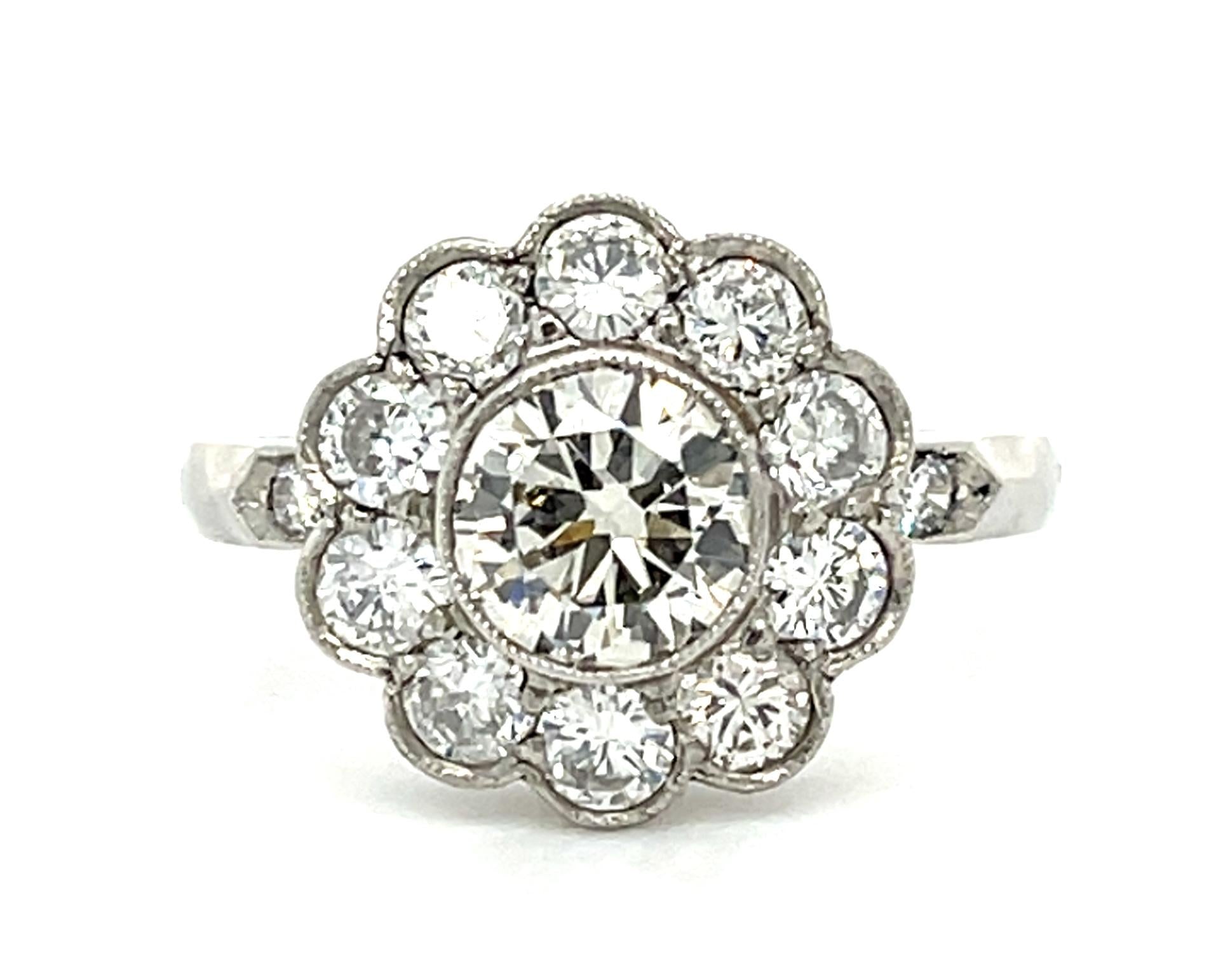 .85ct (H-I VS) Round Diamond Platinum Handmade Ring